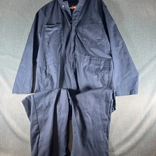 Red Kap Men's Work Coverall Size 44 Blue Pockets Polyester Blend Jumpsuit