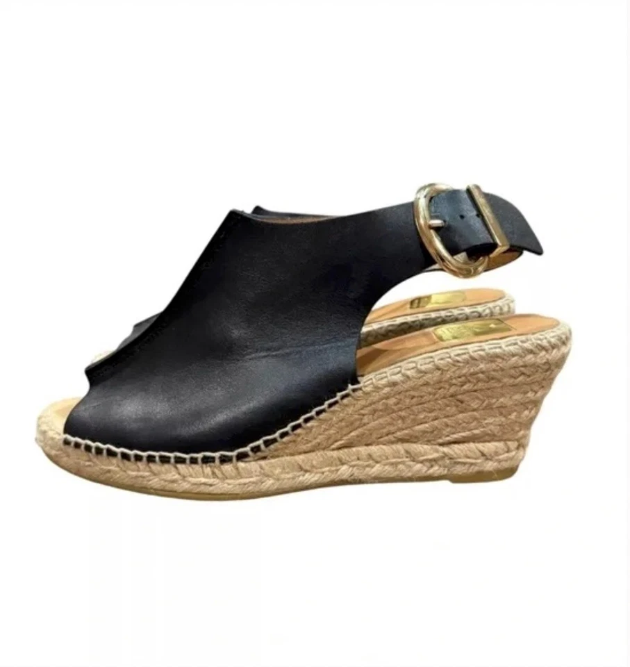 KANNA Tacones Alpargata Plataforma Cuña Negra, Hecho en España, 9 Foto 2 de 4