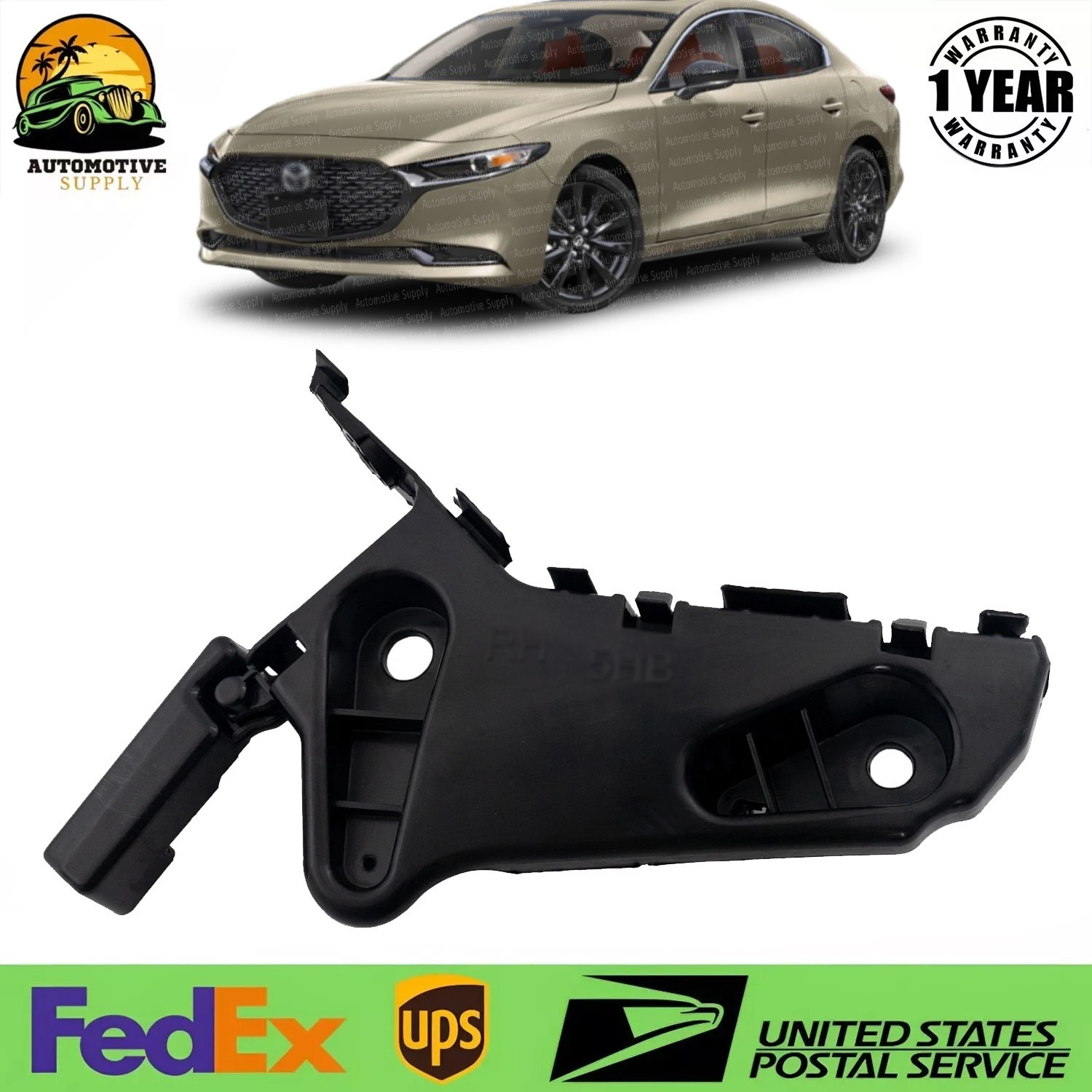 Front Bumper Face Bar Retainer Bracket Brace Mounting Passenger Right Side