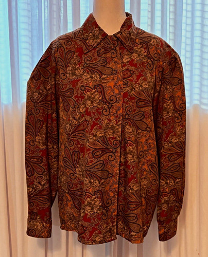 Bill Blass, Bill Blass Vintage Women’s Paisley Button-Front Polyester Shirt Size M/L