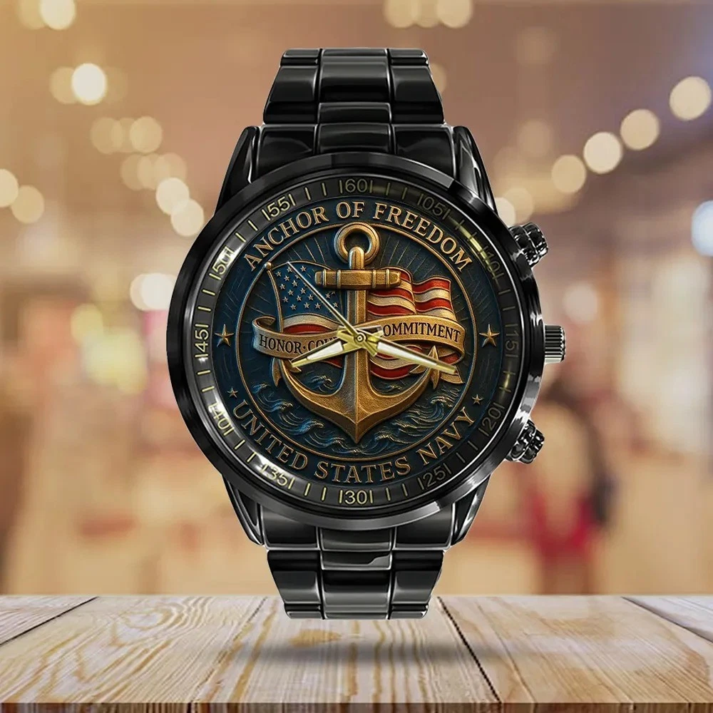 US Navy Black Stainless Steel Watch