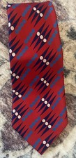Turnbull  Asser England Red  Blue Geometric Dots Printed 100 Silk Tie