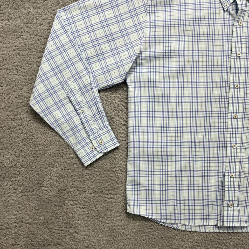 Camisa Southern Marsh Para Hombre Grande Azul Verde A Cuadros Sin Arrugas Abotonada Foto 4 de 4
