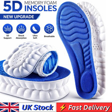 5D Memory Foam Orthopaedic Massage Insoles For Shoes Women Men UK Size 4-13