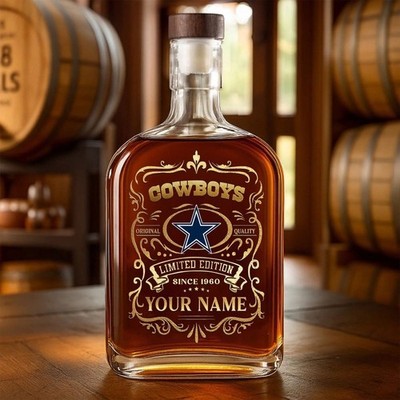 Personalized Dallas Football Team Cowboyss Whiskey Bottle Whisky Decanters Him