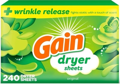 Gain Dryer Sheets Laundry Anti-Static Fabric Softener, Original Scent, 240 Count