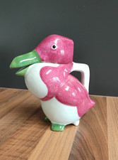 Antique Haviland, Limoges, Artist E.M. Sandoz  Pink Duck Jug - head repaired