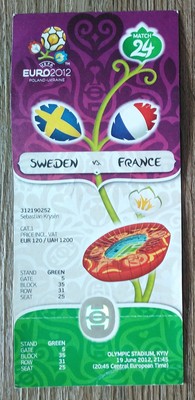 TICKET UEFA Euro 2012 Sweden - France Match 24 in Kyiv # 125