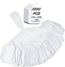 1000 Blank White Merchandise Price Tags with Strings Size 5 Retail Strung Label