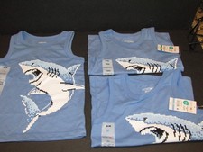 GARANMALS Set of 3 Light Blue SHARK Sleeveless Shirts SIZES 18M - 2T - 3T