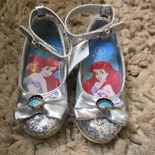 New Disney Ariel Toddler Size 6 Silver Glitter Adjustable Strap Party Shoes