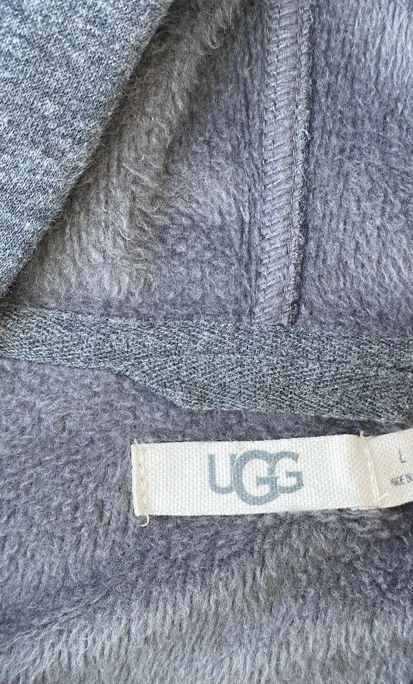 Sudadera con capucha UGG para mujer talla L cremallera completa gris pila forrada de vellón súper suave con bolsillos Foto 3 de 4