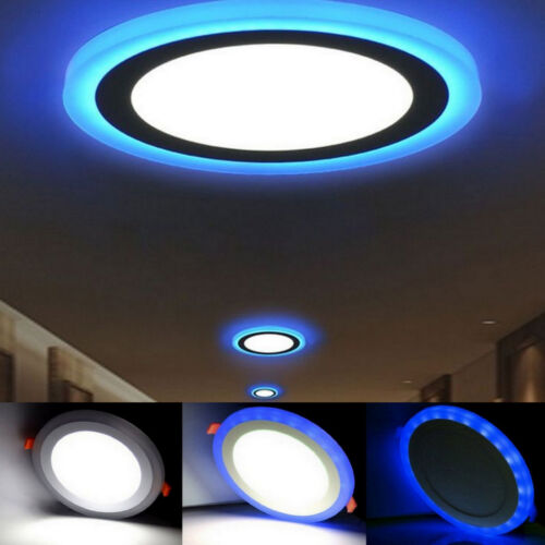 New Led Round Recessed Ceiling Panel Light 18w 3 In 1 Coloured Cool White Blue - Led Recessed Ceiling Lights Cool White
