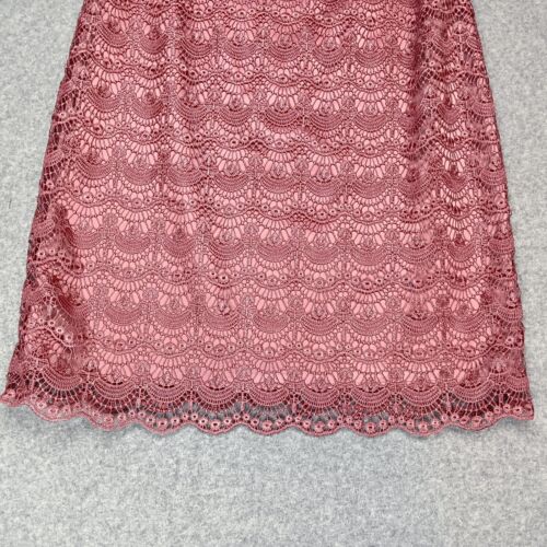 Review Dress Size 12 Dusky Pink Bold Lace Knee length 19DR551 Fully Lined Formal - Picture 4 of 13