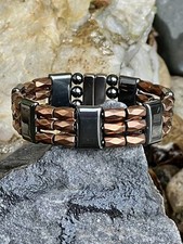 100 Magnetic Therapy Hematite Copper And Black Bracelet Anklet Necklace 3 row