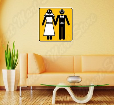 Bride Groom Husband Marriage Funny Wall Sticker Room Interior Decor 22''X22''