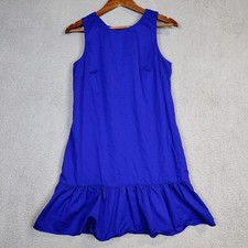 J.Crew Mini Dress Womens Small Purple Blue Ruffle Hem Sleeveless A-Line Back Tie