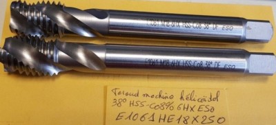 Taraud Machine Hélicoïdal HSS-Co 8% 20x100 (M20x1.0) 38° - Marque ESO - Neuf