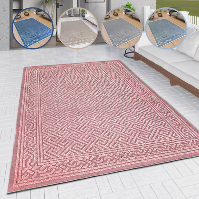 Flachgewebe Outdoor Teppich - Griechisches Schlüssel Muster Läufer für Garten, Terrassendielen & Terrasse