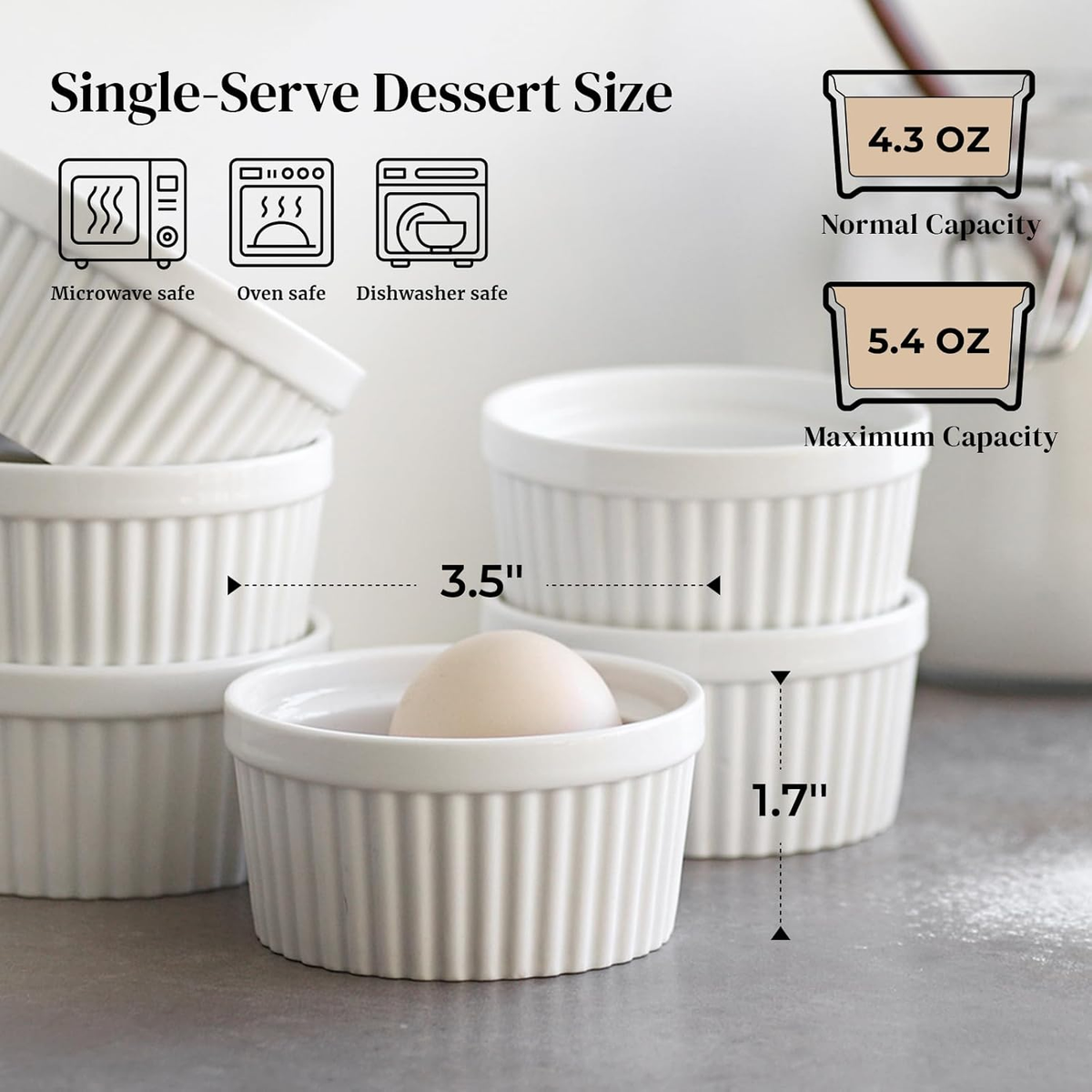 Ramekins Big W FE 8OZ Ramekins, Rome Pillar Souffle Dish Oven Safe