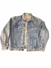 Vintage Guess Georges Marciano Blue Denim Jean Trucker Jacket Button vtg USA S