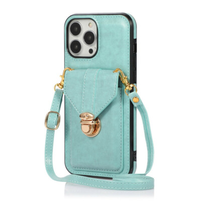 For Samsung S21 S20 Note20 A72 A52 A32 Luxury Buckle Leather Wallet Case w/Strap