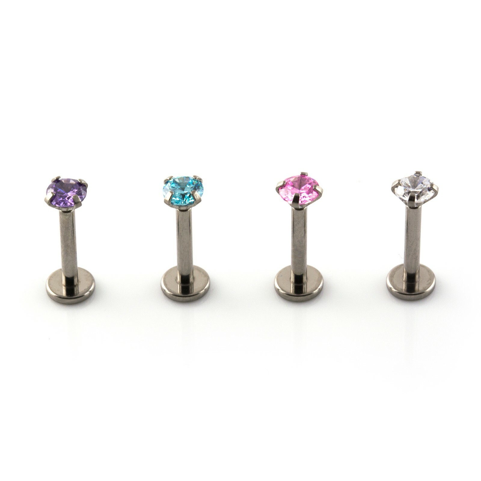 Labret With Gem Lip Piercing Stud Monroe Tragus Helix Internal Thread TITANIUM - Picture 3 of 19