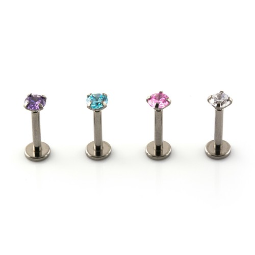 Labret With Gem Lip Piercing Stud Monroe Tragus Helix Internal Thread TITANIUM - Picture 3 of 19