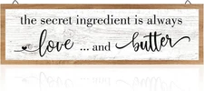 Funny Love and Butter Kitchen Sign - Rustic Farmhouse Wall Decor 15.7x4.7 Inch