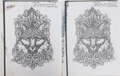 Jon Robyn, Wolf with Embellishment, Diptych of Photocopies