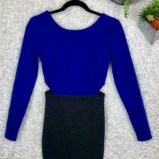 Bodycon Dress Long Sleeve Cutout Waist Lucca Couture Size XS