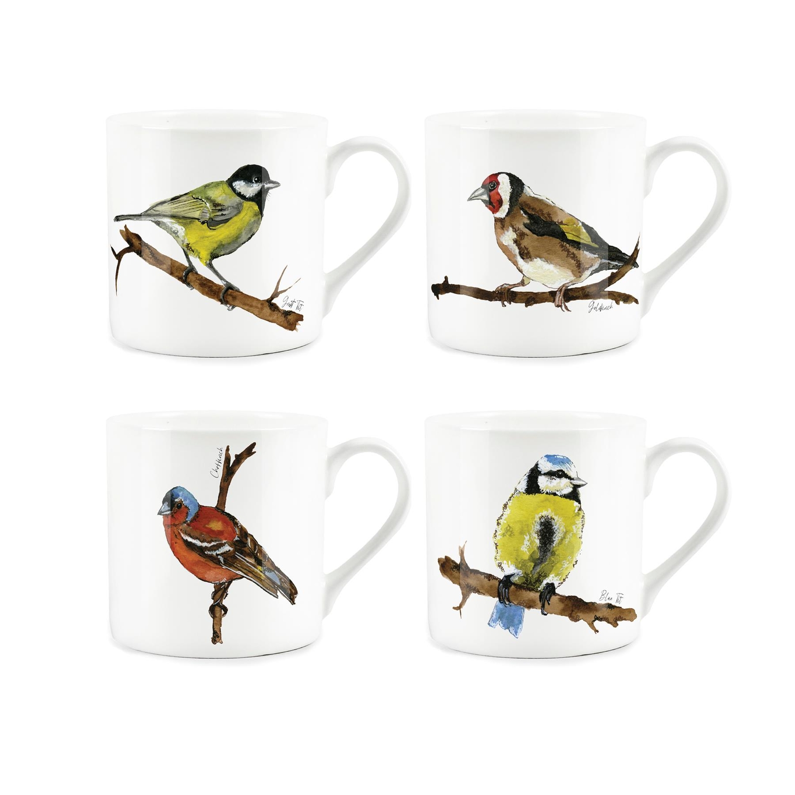 British Birds Mug Set - Bone China Garden Birds Set of 4 Mugs Gift
