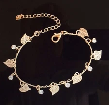 Simple Heart Shape Anklet Bracelet Chain Gold