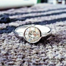 2.11CT Round Cut Lab-Created Diamond Men's Wedding Ring 14K White Gold Finish