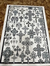 Tattoo Flash art print, 20 x28 Crosses Tattoo Proster 2.