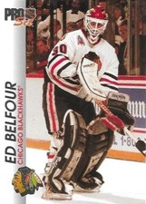 1992-93 Pro Set Chicago Blackhawks Hockey Card #33 Ed Belfour     