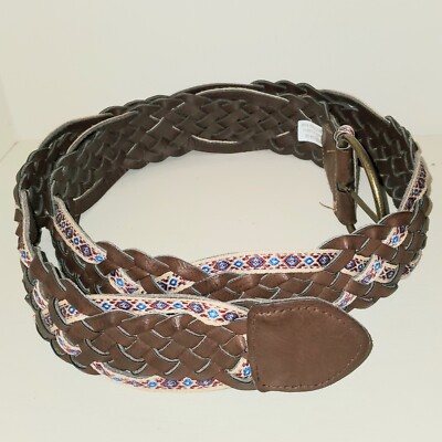 Y2K BROWN BELT UNBRANDED FAUX LEATHER BROWN PREOWNED Vegan Vintage Brown Studded Belt: Y2K Vegan Leather Western Boho  main image 4
