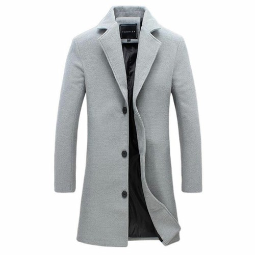 Cappotto Lungo Uomo Doppio Petto Petto Lungo Outwear Inverno Calda Lana Trench, - Foto 9 di 22