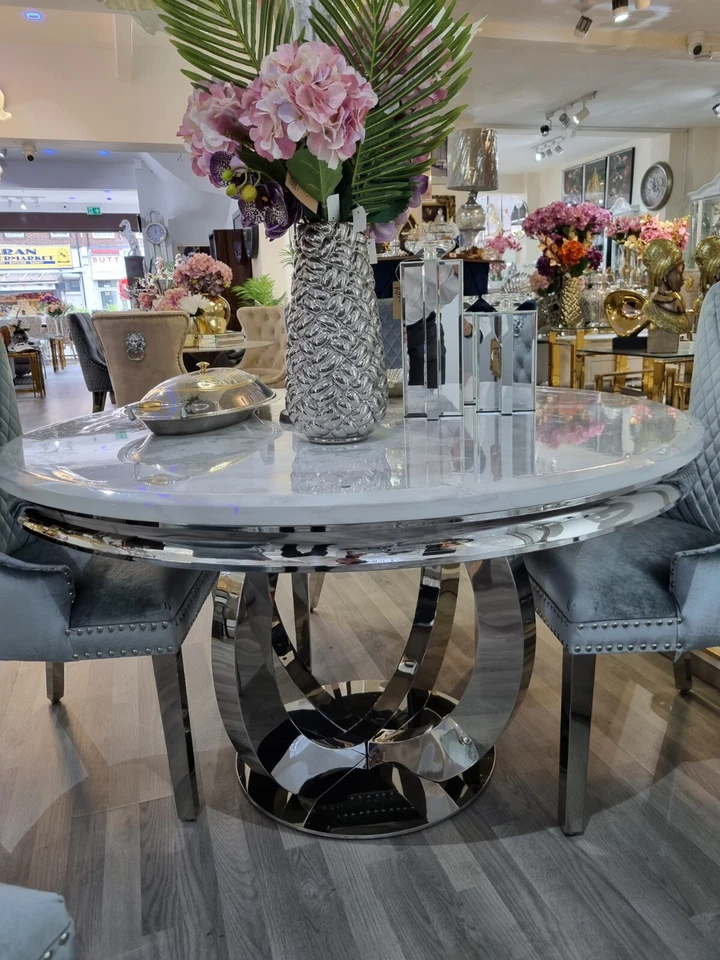 Handmade Luxury Round Dining Table Set - Image 3 of 3