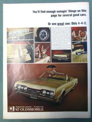 10x14 1967 Oldsmobile 442 Convertible Ad ENOUGH SWINGIN THINGS FOR SEVERAL CARS