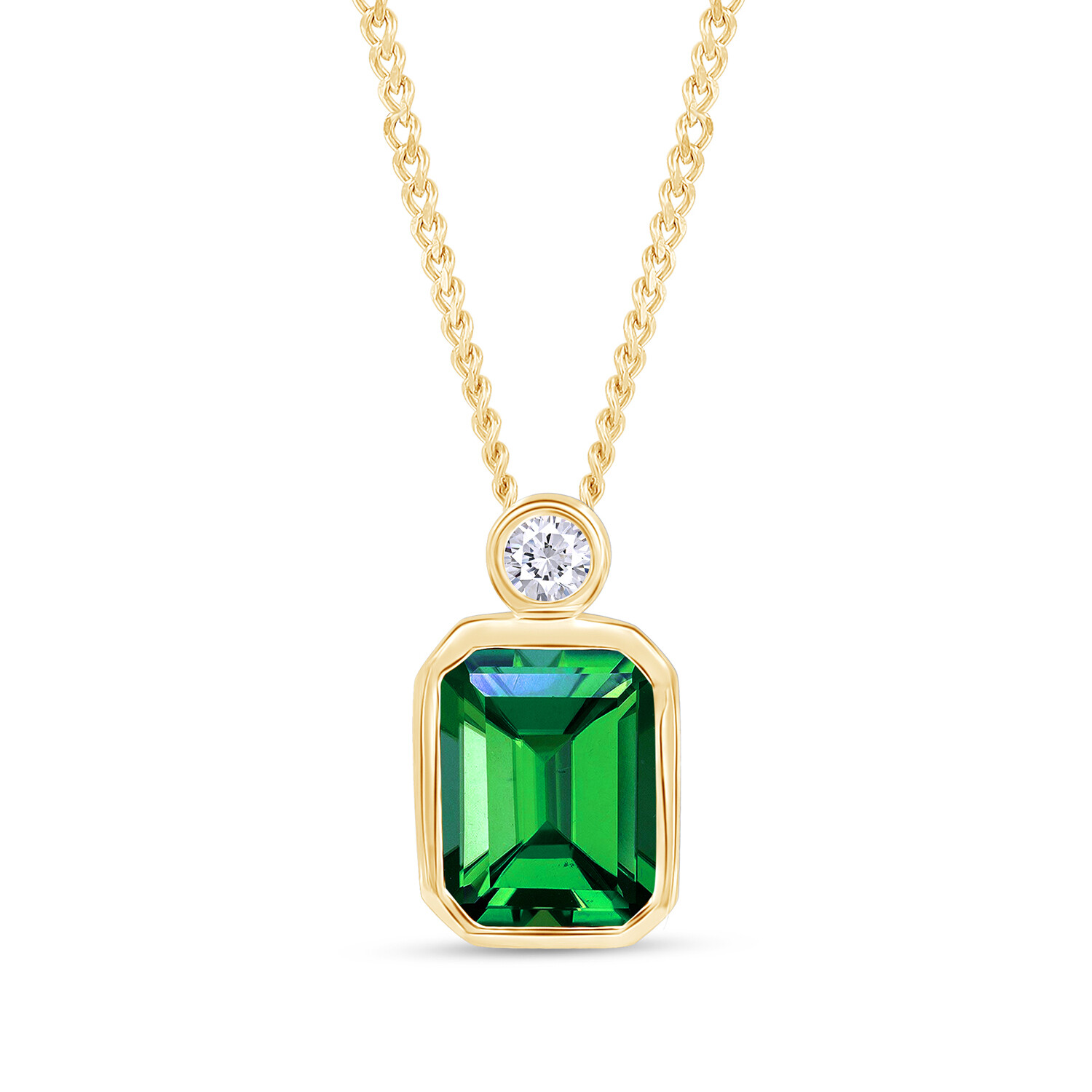 2.15 Ct Solitaire Pendant Necklace Zambian Lab Grown Emerald & Moissanite Silver