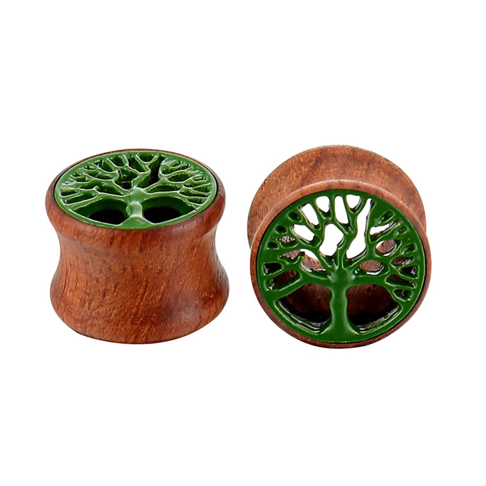 2 peças maca de madeira túnel de carne plugue orelha The Tree of Life calibre 8-20mm mais tamanho - Imagem 2 de 4