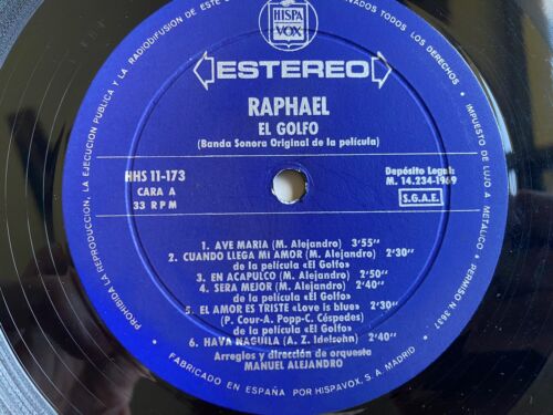 Raphael - El Golfo LP 1968 12” Vintage Vinyl Record EX/VG - Bild 3 von 6
