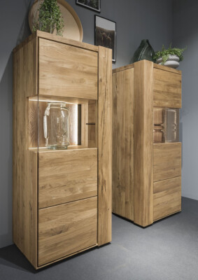 ARTISAN Highboard Eiche Natur Metall Schwarz Linkstüre