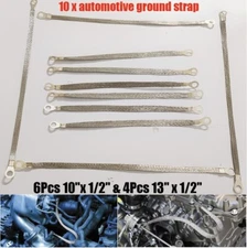 10Pcs Car Truck Firewall Engine Body Engine Ground Strap Tinned Copper Cable Kit