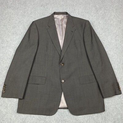DIGEL Herren Anzugjacke EU 27 UK 44S 100% Wolle Grau Fischgrät Blazer Super 110