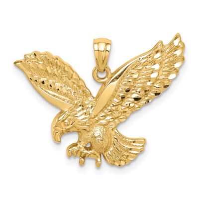 14k Gelbgold Diamantschliff Adler Anhänger für Frauen