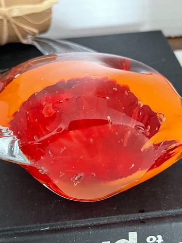 Angel Fish Figurine/Paperweight Glass Fish W/red & orange body W/Clear Fins - Picture 6 of 8