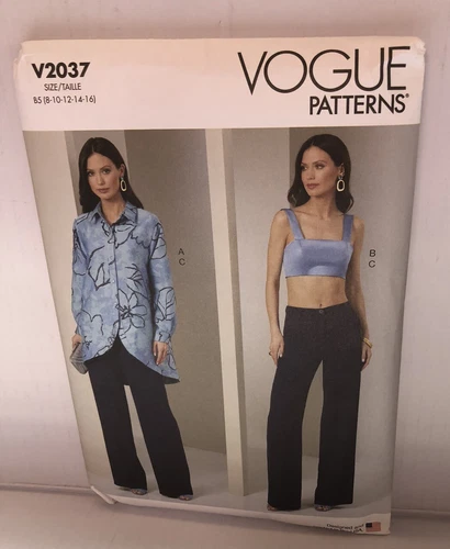 Vogue Patterns 2037 Misses Shirt, CropTop and Pant Sizes 8-16 NEW