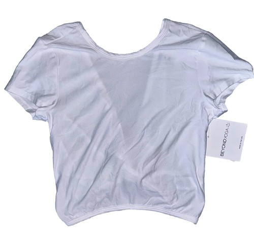 BEYOND YOGA🌸NWT🌸XSMALL🌸CRISSCROSS TEE🌸WHITE🌸KNOT CAN BE WORN FRONT /BACK🌸 - Picture 10 of 11